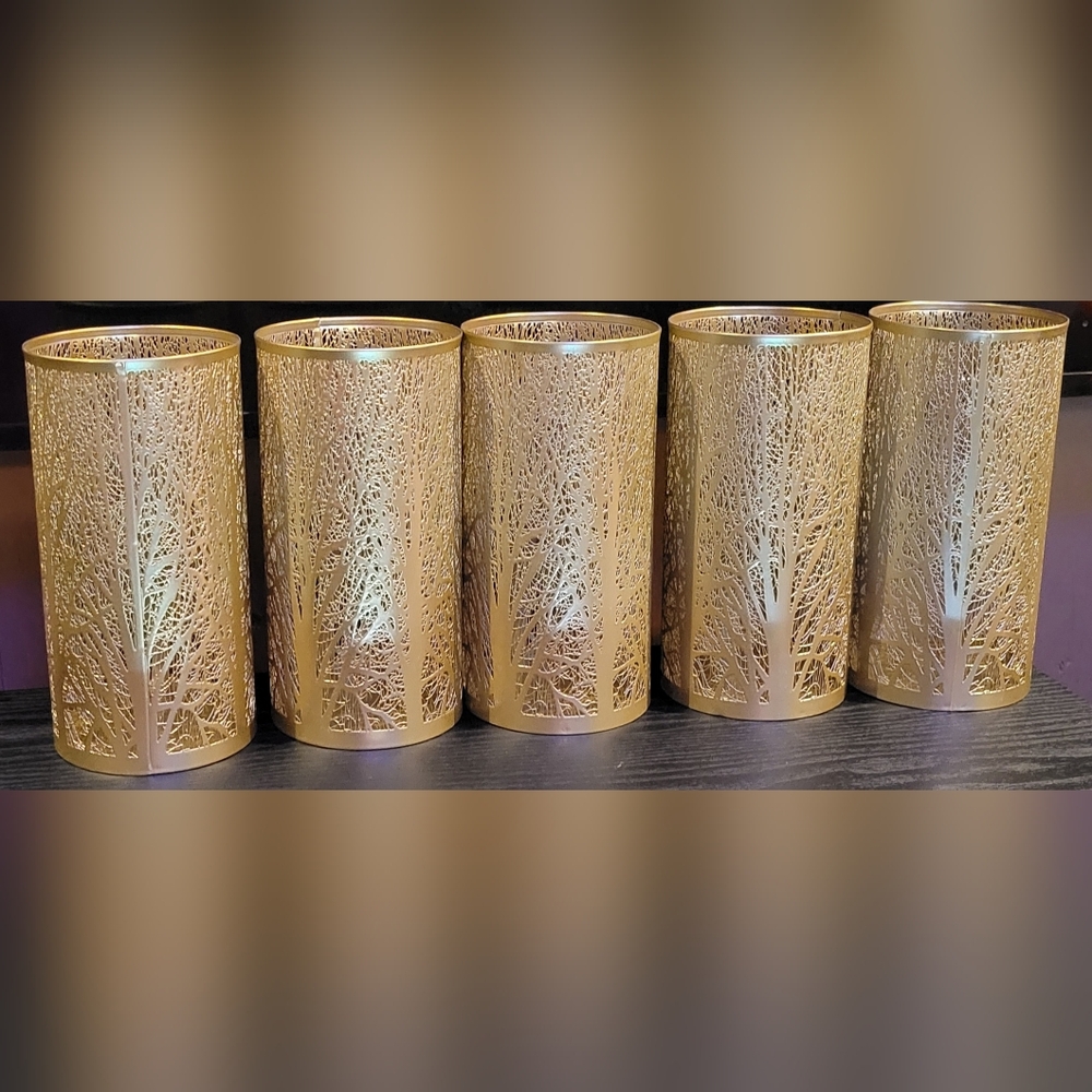 Ashland "Around The Table" Cylinders - Set Of 5 - Gold Trees - New With Tags